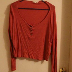 Pink Rose Ribbed Long Sleeve Crop Top